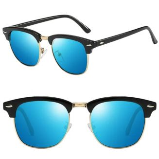 Fako Fashion® - Club Style Zonnebril - Polariserend - Dames - Heren - Zwart/Goud - Blauw