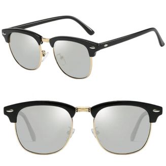 Fako Sunglasses® - Club Style Zonnebril - Polariserend - Dames - Heren - Zwart/Goud - Zilver