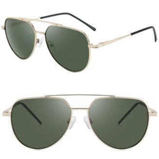 Fako Sunglasses® - Pilotenbril - Piloot Zonnebril - Heren Zonnebril - Dames Zonnebril - Model Clark - Goud - Groen