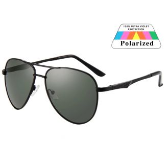 Fako Sunglasses® - Pilotenbril - Piloot Zonnebril - Polariserend - Polarized Zonnebril - Heren Zonnebril - Dames Zonnebril - Model Jamy - Zwart - Donkergroen