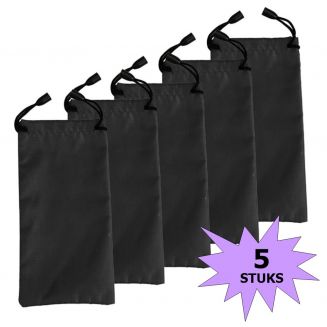 Fako Bijoux® - Microvezel Brillenhoes - Nylon - 17x8cm - Zwart - 5 Stuks
