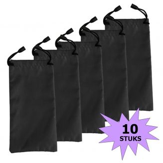 Fako Bijoux® - Microvezel Brillenhoes - Nylon - 17x8cm - Zwart - 10 Stuks
