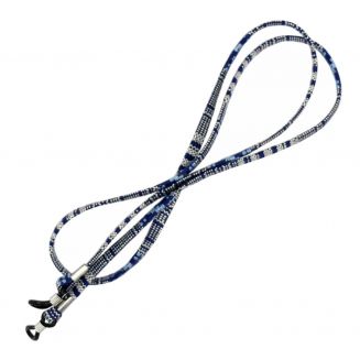 Fako Bijoux® - Brillenkoord - Inka - 70cm - Donkerblauw/Wit