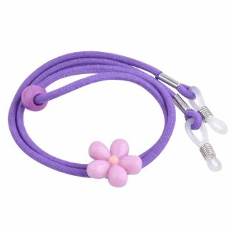 Fako Bijoux - Brillenkoord - Kids - Elastisch - Bloem - Paars
