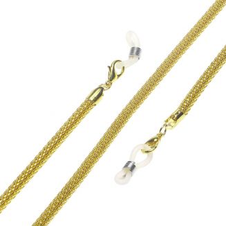 Fako Bijoux® - Brillenkoord - RVS - Stainless Steel - Metaal - Mesh - 3mm - 75cm - Goud