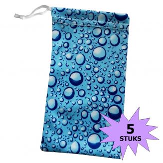 Fako Bijoux® - Microvezel Brillenhoes - Druppels - 18x9cm - Blauw - 5 Stuks