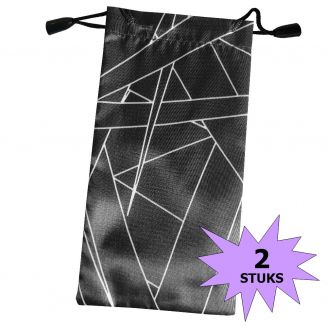 Fako Bijoux® - Microvezel Brillenhoes - Brick - 18x9cm - Zwart - 2 Stuks