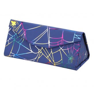 Fako Bijoux® - Brillenkoker - Opvouwbaar - 16x7x6.5cm - Spider - Blauw