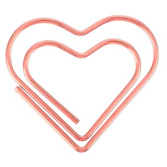 Fako Bijoux - 100x Clip Hart Rosé Goud - Sluitclip - Paperclip - Papierklem - Cadeauverpakking - Trouwen - Geboorte - Rosé Goudkleurig - 100 Stuks
