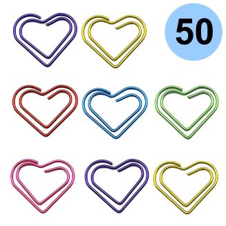 Fako Bijoux® - 50x Clip Hart Mix - Sluitclip - Paperclip - Papierklem - Cadeauverpakking - Trouwen - Geboorte - Assorti Kleuren - 50 Stuks