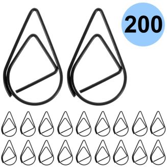 Fako Bijoux - 200x Paperclip Druppel Zwart - Druppelvormige Zwarte Paperclips - Clip Waterdrop Zwart - Sluitclip - Paperclip - Papierklem - Cadeauverpakking - Trouwen - Geboorte - 2.5cm - 200 Stuks