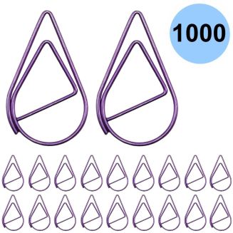 Fako Bijoux - 1000x Paperclip Druppel Paars - Druppelvormige Paarse Paperclips - Clip Waterdrop Paars - Sluitclip - Paperclip - Papierklem - Cadeauverpakking - Trouwen - Geboorte - 2.5cm - 1000 Stuks