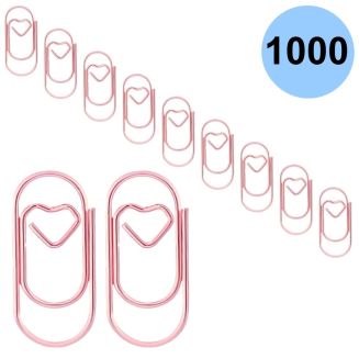 Fako Bijoux - 1000x Mini Paperclip Hart Rosé Goud - Rosé Goudkleurige Hartjes Paperclips - Clip Hart Rosé Goud - Sluitclip - Paperclip - Papierklem - Cadeauverpakking - Trouwen - Geboorte - 1000 Stuks