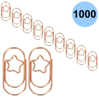 Fako Bijoux - 1000x Mini Paperclip Ster Rosé Goud - Rosé Goudkleurige Sterren Paperclips - Clip Ster Rosé Goud - Sluitclip - Paperclip - Papierklem - Cadeauverpakking - Trouwen - Geboorte - 1000 Stuks