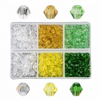 Fako Bijoux® - DIY Kralen Set - Glas Kralen Facet Geslepen - Sieraden Maken - 4mm - 600 Stuks - Limoen