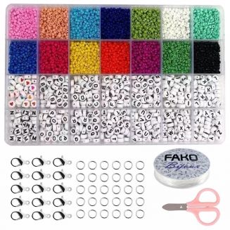Fako Bijoux® - DIY Kralen Set - Letterkralen & Glas Zaad Kralen -  Sieraden Maken - 3mm - 5000 Stuks