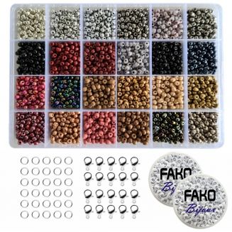 Fako Bijoux® - DIY Kralen Set - Glas Zaad Kralen - Glaszaad Donker/Goud/Zilver - Sieraden Maken - 4mm - 4800 Stuks