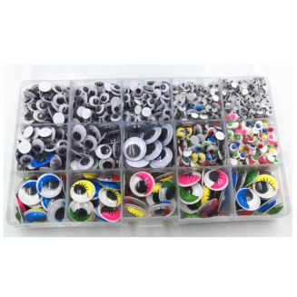 Fako Bijoux - Wiebeloogjes Wenkbrauw - Zelfklevende Hobby Oogjes - Knutsel Oogjes - Diverse Afmetingen - Diverse Kleuren - 1500 Stuks