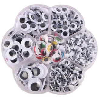 Fako Bijoux - 600 Wiebeloogjes - Zelfklevende Hobby Oogjes - Knutsel Oogjes - Diverse Afmetingen - Diverse Kleuren - 700 Stuks