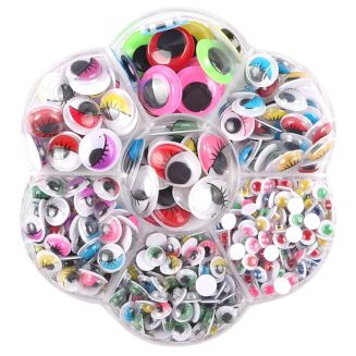 Fako Bijoux - 600 Wiebeloogjes - Zelfklevende Hobby Oogjes - Knutsel Oogjes - Diverse Afmetingen - Diverse Kleuren - 600 Stuks