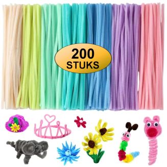 Fako Bijoux - 200 Gekleurde Macaron Pijpenragers - Set van 200 Stuks Chenille Draden - 7 Pastel Kleuren - 30 cm Lang - Knutselen - DIY - Hobby - Chenille Draad – Flexibele Pijpenragers - Kinderen en Volwassenen - 200 Stuks