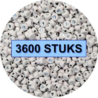 Fako Bijoux® - Hartjes Kralen Bulk - Acryl - 7mm - Sieraden Maken - 3600 Stuks - Wit/Zilver