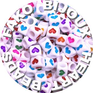 Fako Bijoux® - Hartjes Kralen Vierkant Bulk - Acryl - 7mm - Sieraden Maken - 3000 Stuks - Regenboog