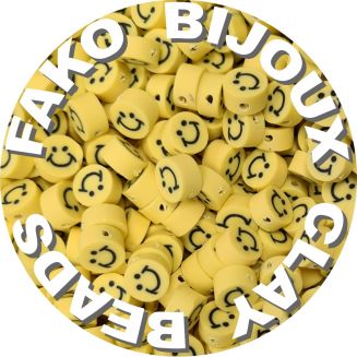 Fako Bijoux® - Klei Kralen Smiley / Emoji Geel - Figuurkralen - Kleikralen - 10mm - 50 Stuks