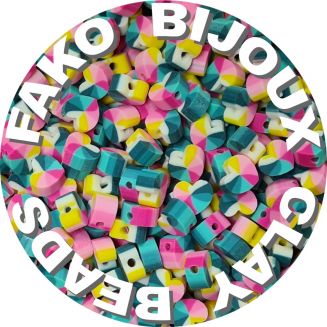 Fako Bijoux® - Klei Kralen Hartjes Regenboog - Figuurkralen - Kleikralen - 10mm - 50 Stuks