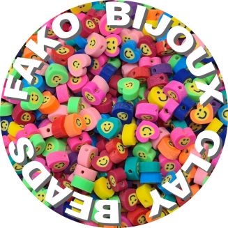 Fako Bijoux® - Klei Kralen Hartjes Smiley / Emoji - Figuurkralen - Kleikralen - 9mm - 50 Stuks
