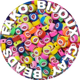 Fako Bijoux® - Klei Kralen Kusjes / Mondjes - Figuurkralen - Kleikralen - 10mm - 100 Stuks