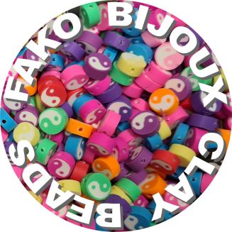 Fako Bijoux® - Klei Kralen Yin Yang Mix - Figuurkralen - Kleikralen - 10mm - 50 Stuks
