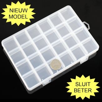 Merkloos - Opbergdoos - 24 Vakjes - Kralendoos - Opbergbox - Sorteerdoos - Box - 19x13x2.3cm - 1 Stuk