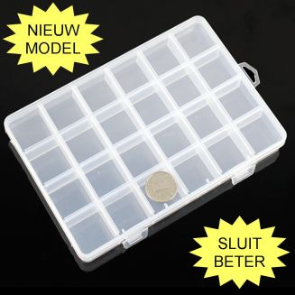 Fako Bijoux® - Opbergdoos - 24 Vakjes - Kralendoos - Opbergbox - Sorteerdoos - Box - 19x13x2.3cm - 2 Stuks
