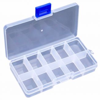 Fako Bijoux® - Opbergdoos - 10 Vakjes - Kralendoos - Opbergbox - Sorteerdoos - Box - Verstelbaar - 13x6.5x2cm - 5 Stuks