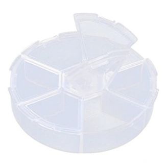 Fako Bijoux® - Opbergdoos - 6 Vakjes - Rond - Kralendoos - Opbergbox - Sorteerdoos - Box - Ø 8cm - 1 Stuk