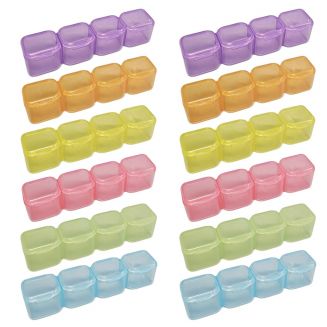 Fako Bijoux® - Diamond Painting Opbergdoosje Met 4 Bakjes - Reserve Insert Box - Sorteerdoos - 4 Vaks - Kleurenmix - 12 Stuks