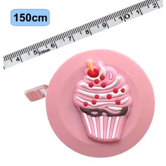 Fako Bijoux® - Rolmaat Cartoon - Meetlint Lichaam - Meetband - Klussen Meetlint - Lintmeter - Hobby Meetlint - Uittrekbaar - 150cm - Roze - Cupcake