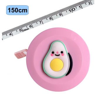 Fako Bijoux® - Rolmaat Cartoon - Meetlint Lichaam - Meetband - Klussen Meetlint - Lintmeter - Hobby Meetlint - Uittrekbaar - 150cm - Roze - Avocado