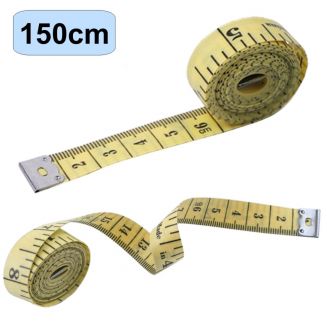 Fako Bijoux® - Meetlint 1.5 Meter -  Meetlint Lichaam - Meetband - Klussen Meetlint - Lintmeter - Hobby Meetlint - 150cm - Smal - Geel