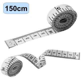 Fako Bijoux® - Meetlint 1.5 Meter -  Meetlint Lichaam - Meetband - Klussen Meetlint - Lintmeter - Hobby Meetlint - 150cm - Smal - Wit