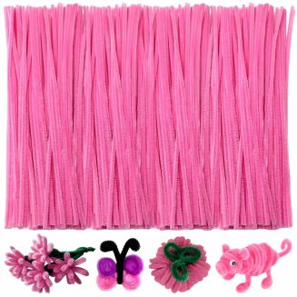 Fako Bijoux - 100 Donkerroze Pijpenragers - Set van 100 Stuks Chenille Draden - Donkerroze - 30 cm Lang - Knutselen - DIY - Hobby - Chenille Draad – Flexibele Pijpenragers - Kinderen en Volwassenen - 100 Stuks