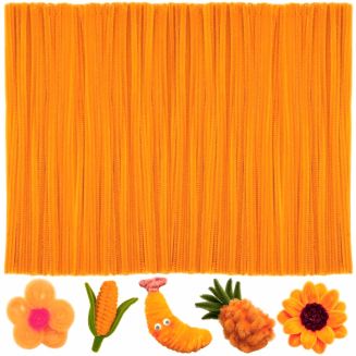 Fako Bijoux - 100 Oranje Pijpenragers - Set van 100 Stuks Chenille Draden - Oranje - 30 cm Lang - Knutselen - DIY - Hobby - Chenille Draad – Flexibele Pijpenragers - Kinderen en Volwassenen - 100 Stuks