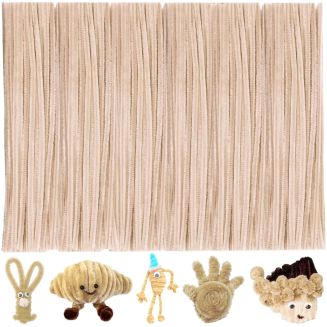 Fako Bijoux - 100 Beige Pijpenragers - Set van 100 Stuks Chenille Draden - Beige - 30 cm Lang - Knutselen - DIY - Hobby - Chenille Draad – Flexibele Pijpenragers - Kinderen en Volwassenen - 100 Stuks