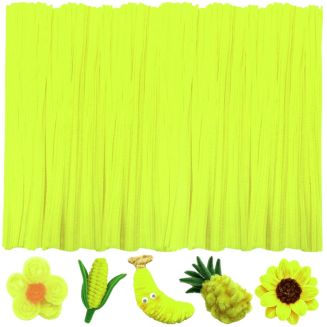 Fako Bijoux - 100 Fluor Gele Pijpenragers - Set van 100 Stuks Chenille Draden - Fluor Geel - 30 cm Lang - Knutselen - DIY - Hobby - Chenille Draad – Flexibele Pijpenragers - Kinderen en Volwassenen - 100 Stuks