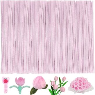 Fako Bijoux - 100 Ultra Lichtroze Pijpenragers - Set van 100 Stuks Chenille Draden - Ultra Lichtroze - 30 cm Lang - Knutselen - DIY - Hobby - Chenille Draad – Flexibele Pijpenragers - Kinderen en Volwassenen - 100 Stuks