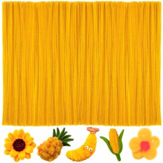 Fako Bijoux - 100 Goudkleurige Pijpenragers - Set van 100 Stuks Chenille Draden - Goudkleurig - 30 cm Lang - Knutselen - DIY - Hobby - Chenille Draad – Flexibele Pijpenragers - Kinderen en Volwassenen - 100 Stuks