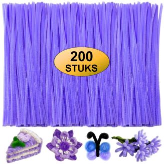 Fako Bijoux - 200 Paarse Pijpenragers - Set van 200 Stuks Chenille Draden - Paars - 30 cm Lang - Knutselen - DIY - Hobby - Chenille Draad – Flexibele Pijpenragers - Kinderen en Volwassenen - 200 Stuks