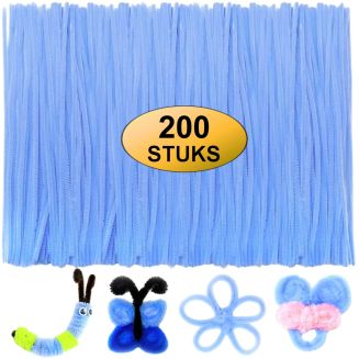Fako Bijoux - 200 Lichtblauwe Pijpenragers - Set van 200 Stuks Chenille Draden - Lichtblauw - 30 cm Lang - Knutselen - DIY - Hobby - Chenille Draad – Flexibele Pijpenragers - Kinderen en Volwassenen - 200 Stuks