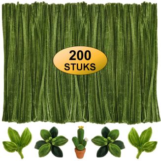 Fako Bijoux - 200 Mosgroene Pijpenragers - Set van 200 Stuks Chenille Draden - Mosgroen - 30 cm Lang - Knutselen - DIY - Hobby - Chenille Draad – Flexibele Pijpenragers - Kinderen en Volwassenen - 200 Stuks